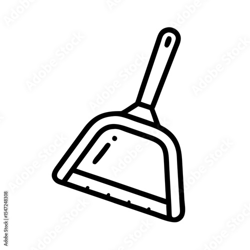 Line Icon of a Plastic Dustpan for Sweeping and Cleaning Purposes