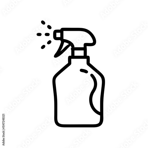 Line Icon of a Plastic Cleaning Spray Bottle with Trigger Nozzle