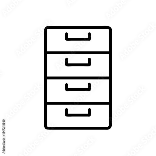 Line Icon of a Four-Drawer File Cabinet for Office Organization and Storage