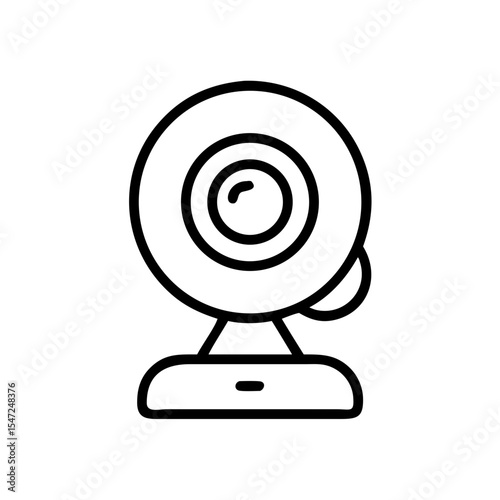 Line Icon of a Desktop Webcam for Video Calls and Online Meetings