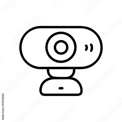 Line Icon of a Desktop Webcam for Video Calls and Online Meetings