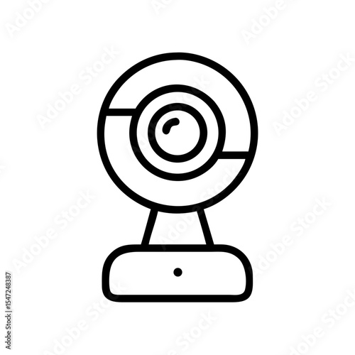 Line Icon of a Desktop Webcam for Video Calls and Online Meetings