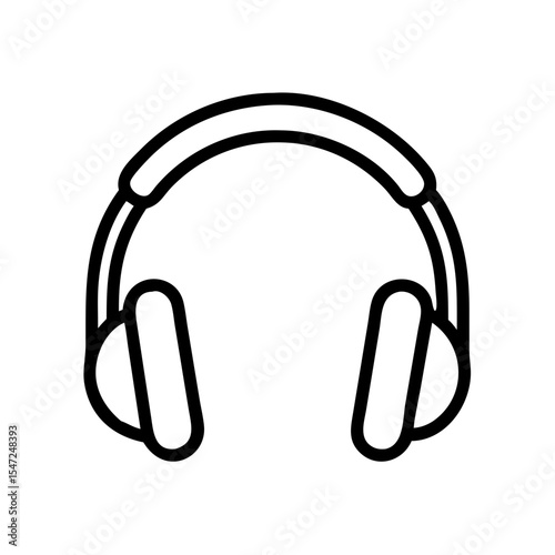 Line Icon of Headset with Microphone for Online Communication and Gaming