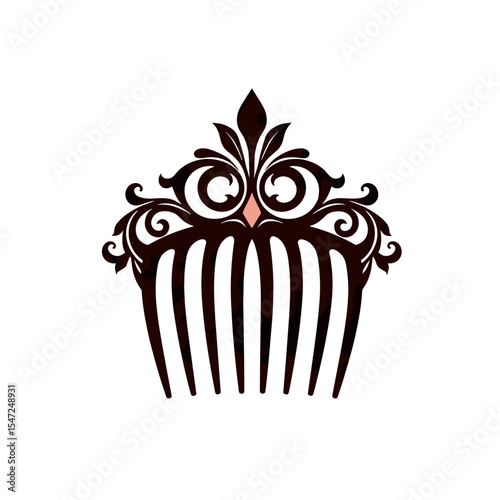 Elegant Decorative Hair Comb with Intricate Floral Ornamentation, a Vintage-Inspired Design Element