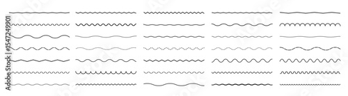 Waves line set. Line. Wave ornament pattern. Set of wavy zigzag lines. Wave thin line background. Vector zigzag and wavy horizontal underline. Vector illustration
