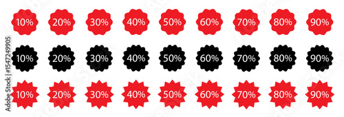 Discount banners. Set of red starburst. Price sticker, sale sticker, price tag, starburst, quality mark, retro stars, sale or discount sticker, sunburst badges, sun ray frames, shopping labels. 