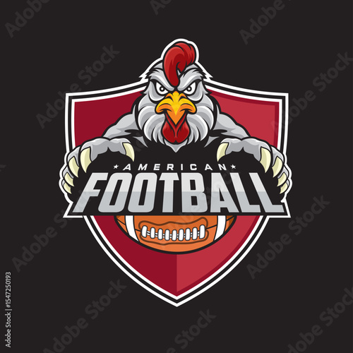american football club logo chicken vector illustration design
