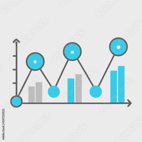 Simple Line and Bar Chart Graphic Data Visualization for Business Reports