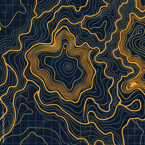 Background of the topographic map. Topographic map lines, contour background. Geographic abstract grid
