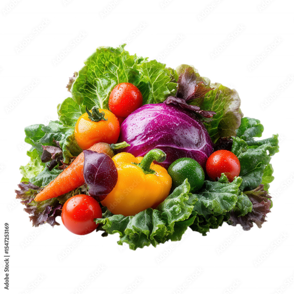 Fresh Mixed Vegetable Salad on Transparent Background Fresh Mixed Vegetable Salad on Transparent Background