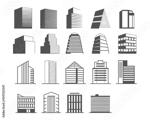 Elegant Real Estate and City Structure Vectors – Flat Line Art

