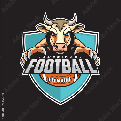 american football club logo cow vector illustration design