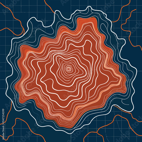 Background of the topographic map. Topographic map lines, contour background. Geographic abstract grid