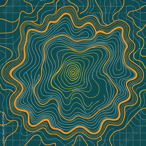 Background of the topographic map. Topographic map lines, contour background. Geographic abstract grid