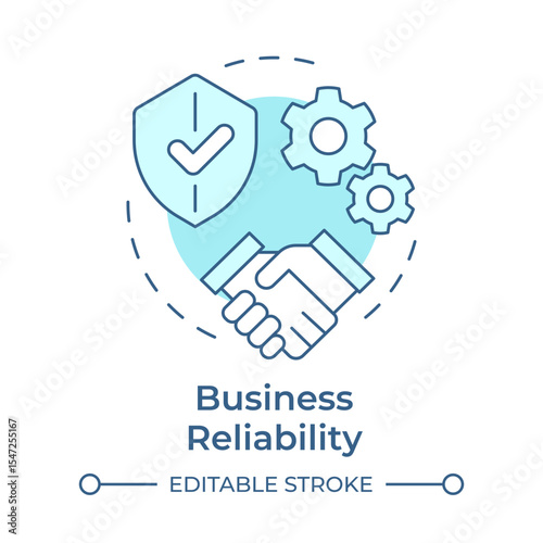 Business reliability soft blue concept icon. Organization stability. Partnership, collaboration. Round shape line illustration. Abstract idea. Graphic design. Easy to use in article, blog post