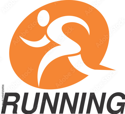 Running Logo Abstract Runner in Orange Circle