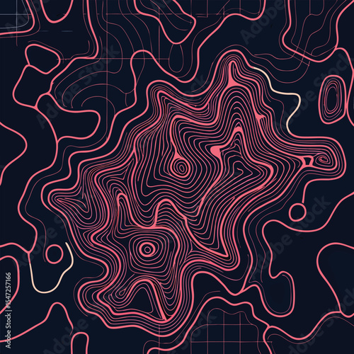 Background of the topographic map. Topographic map lines, contour background. Geographic abstract grid
