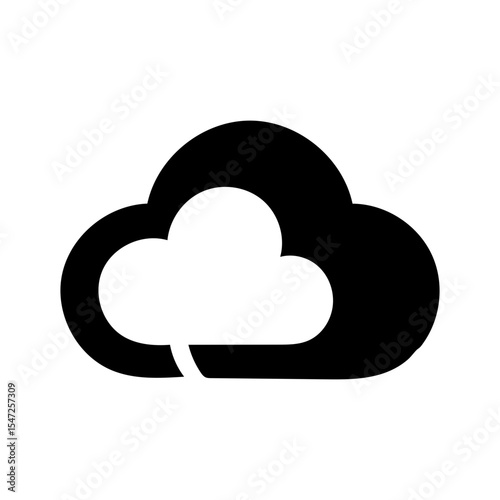 Minimalist cloud sync icon logo for digital data backup storage and cloud computing