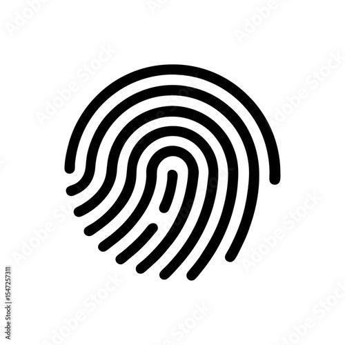 Minimalist fingerprint icon logo for biometric security technology and identity access