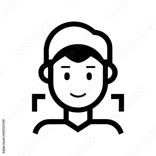 Minimalist facial recognition icon logo for AI identity scan and secure access design