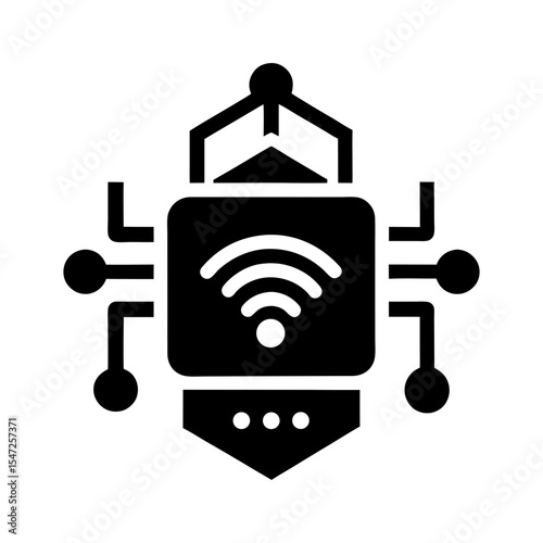 Minimalist internet of things logo for smart home device and digital tech ecosystem
