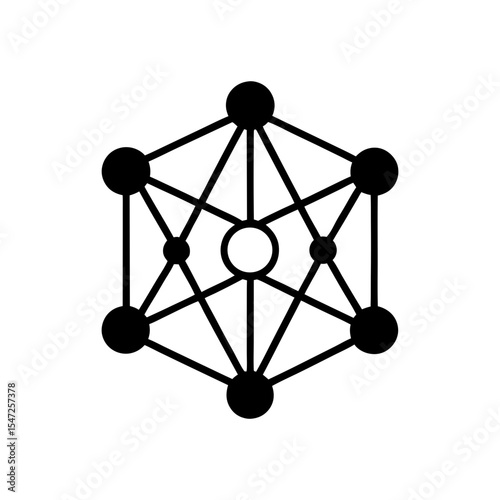 Minimalist neural network icon logo for AI machine learning and tech system visuals