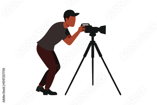 A photographer with camera silhouette vector illustration on white background