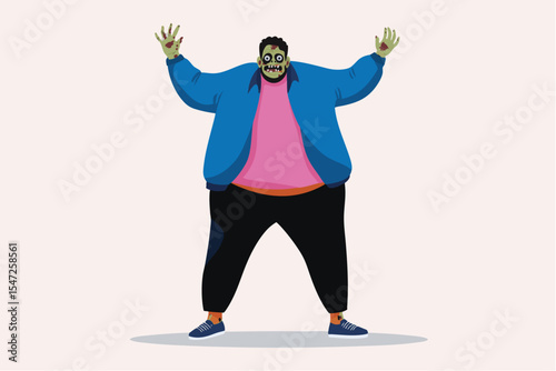 Cartoon vector illustration of a Halloween zombie character