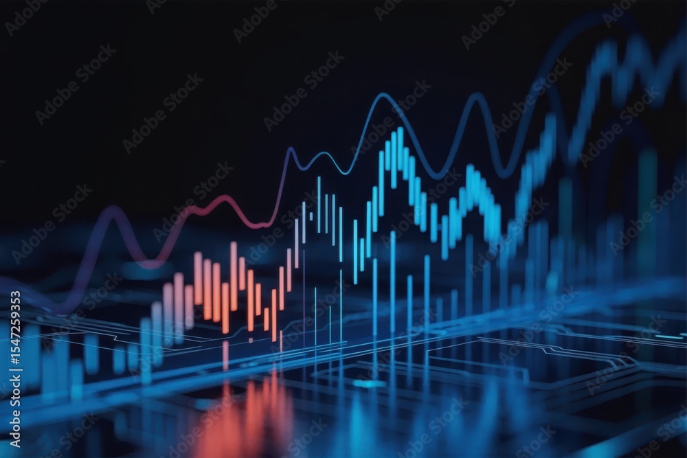 Naklejka premium Blue Stock Graph – Modern Financial Trading Concept
