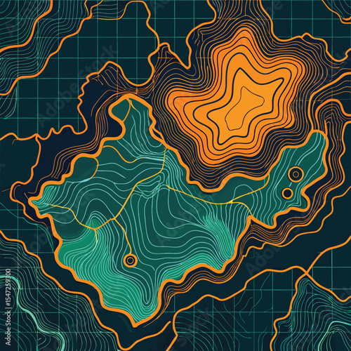 Background of the topographic map. Topographic map lines, contour background. Geographic abstract grid