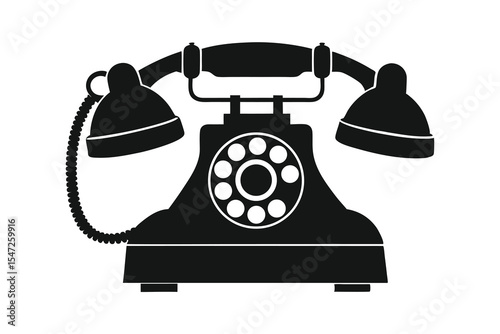 old telephone silhouette on white background