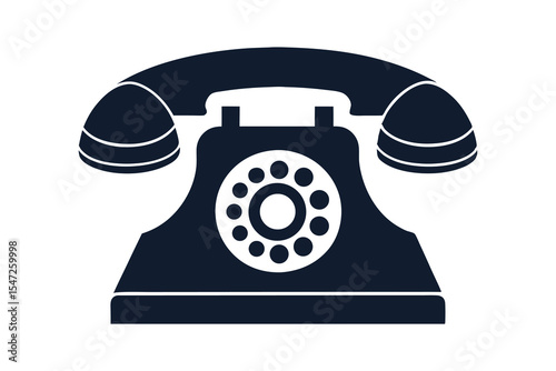old telephone silhouette on white background