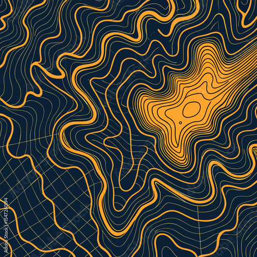 Background of the topographic map. Topographic map lines, contour background. Geographic abstract grid