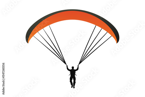 Paragliding line art vector illustration on white background