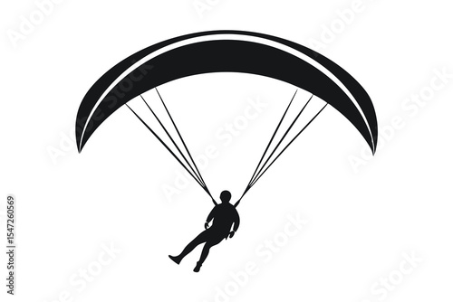 paraglider silhouette on white background