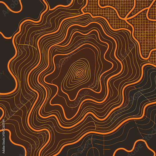 Background of the topographic map. Topographic map lines, contour background. Geographic abstract grid