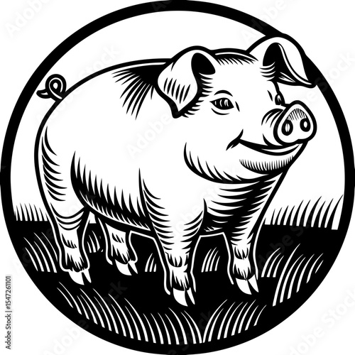 pig (linocut style)