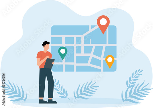 Product Location,Store building, truck, box, location Modern banner for business concepts of logistics
