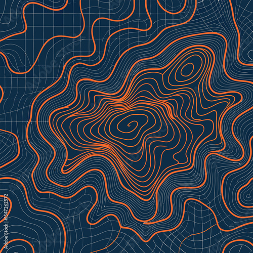 Background of the topographic map. Topographic map lines, contour background. Geographic abstract grid