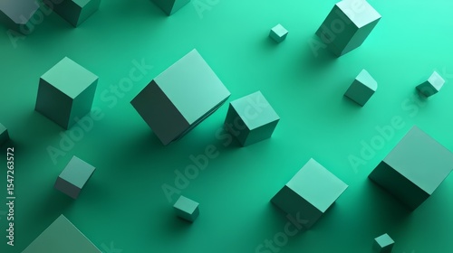 3D Geometric form with green background