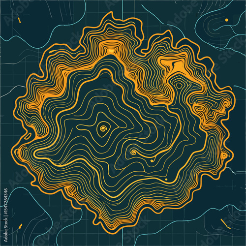 Background of the topographic map. Topographic map lines, contour background. Geographic abstract grid