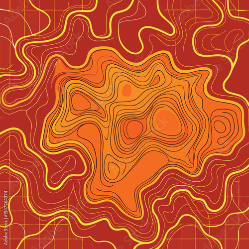 Background of the topographic map. Topographic map lines, contour background. Geographic abstract grid