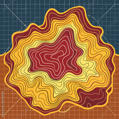 Background of the topographic map. Topographic map lines, contour background. Geographic abstract grid