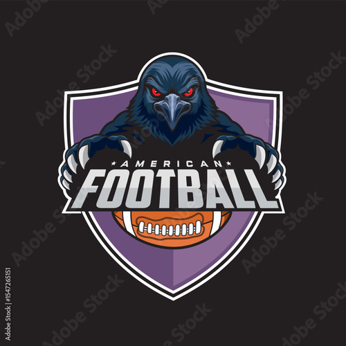 american football club logo crow vector illustration design