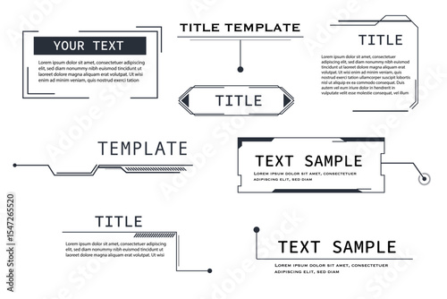 UI template with callouts, title boxes, infographic labels, and futuristic HUD layout. Suitable for business presentations, video overlays, or tech design.