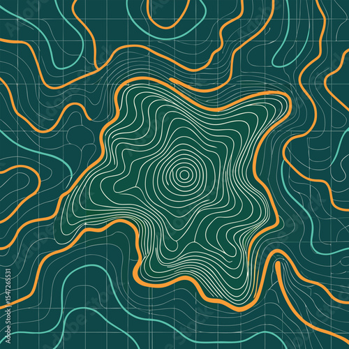 Background of the topographic map. Topographic map lines, contour background. Geographic abstract grid