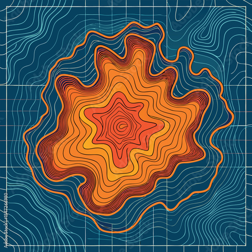 Background of the topographic map. Topographic map lines, contour background. Geographic abstract grid