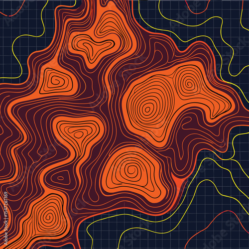 Background of the topographic map. Topographic map lines, contour background. Geographic abstract grid