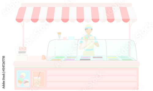 アイスクリーム屋さんのイラスト