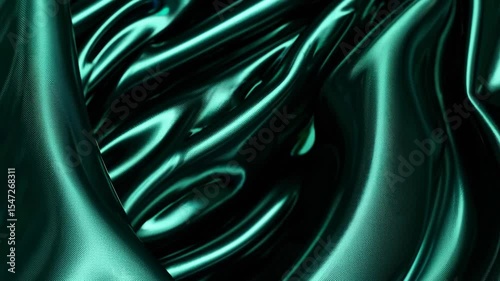 Abstract emerald green silk waves with luxurious folds and shiny satin texture, modern digital art, rich fashion background, elegant luxury fabric, glamour, visual design, textile inspiration